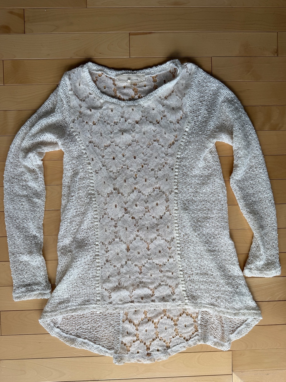 a’reve beach resort west cover up lace embroidered knitted sweater top off white